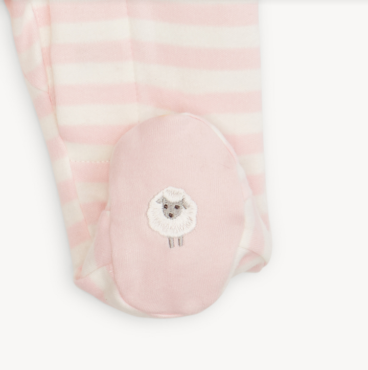 pink stripe organic cotton footie - 13 Hub Lane   |  Footies