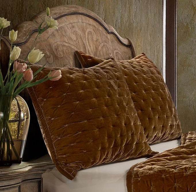 Stella Faux Silk Velvet, Copper Brown - 13 Hub Lane   |  Matching Bedding