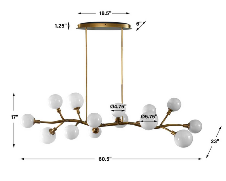 Meandering 14-Light Pendant, Brass - 13 Hub Lane   |  Pendants