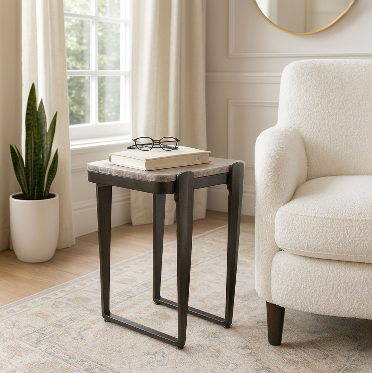 Rolla Smoky Quartz Top Accent Table