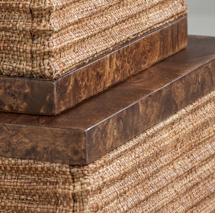 Rosso Burlwood & Raffia Box - 13 Hub Lane   |  Raffia Boxes