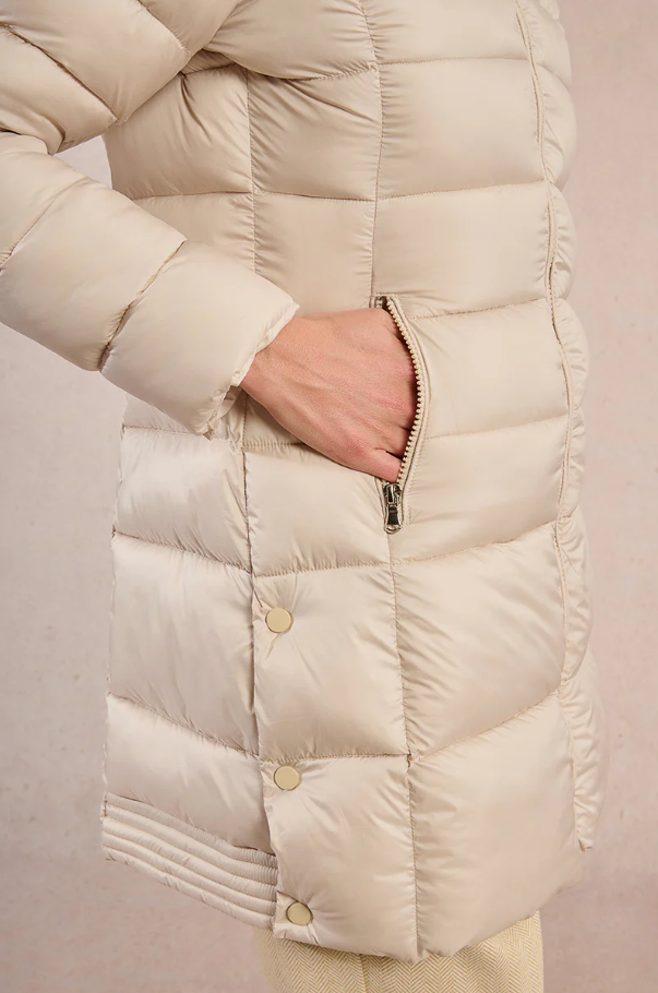 Fur Trimmed Puffer Jacket, Off-White - 13 Hub Lane   |  Puffer Jackets