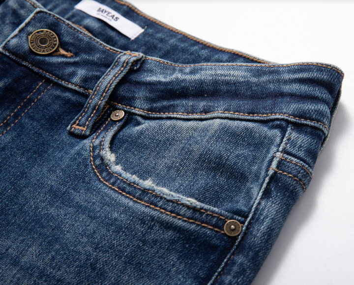 Low Rise Straight Leg Jeans, Retro Dark Blue - 13 Hub Lane   |  Cropped Straight Leg Pants