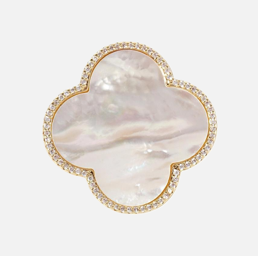 Gold Quatrefoil Pin Brooch