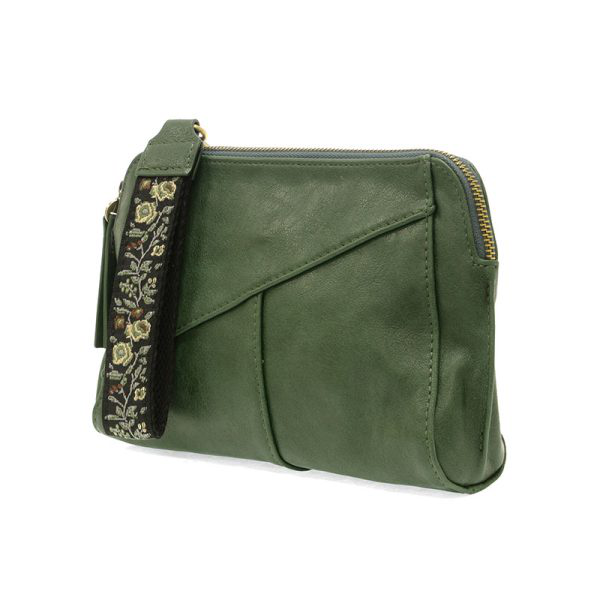 Gigi Crossbody with Woven Wristlet Strap Dark Pine Green