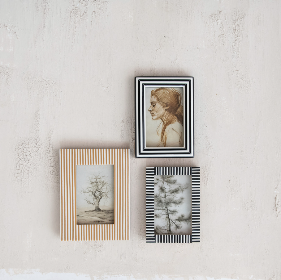 Resin Striped Photo Frame, White & Caramel - 13 Hub Lane   |  