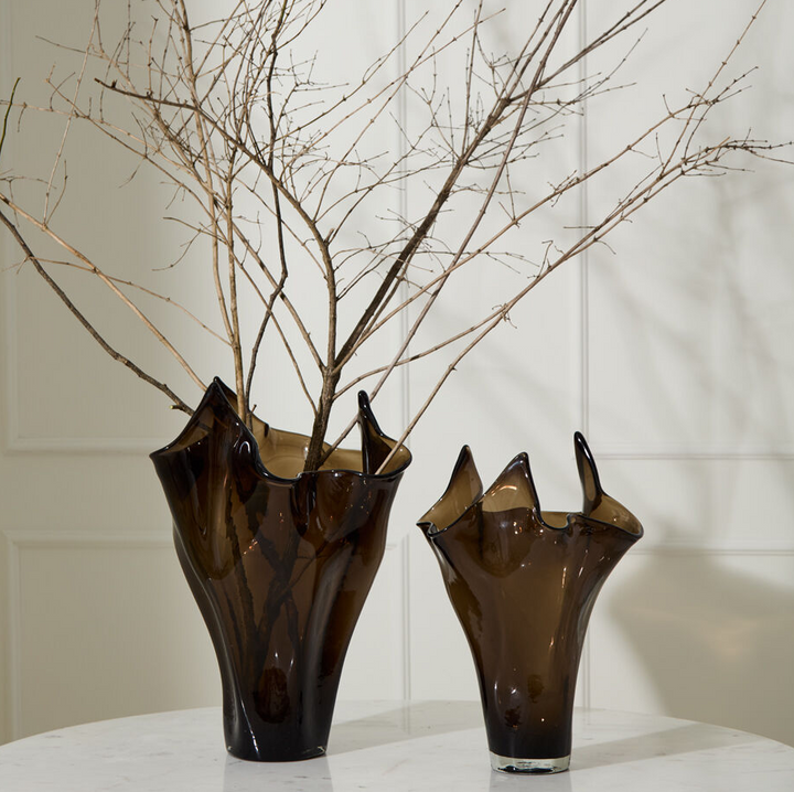 Peaked Glass Vase, Smoke - 13 Hub Lane   |  Glass Vases