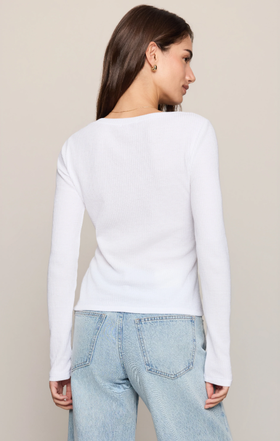 Albany Waffle Snap Front Top, White