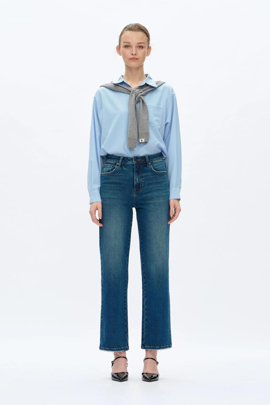 High Rise Vintage Straight Jeans, Vintage Medium Blue