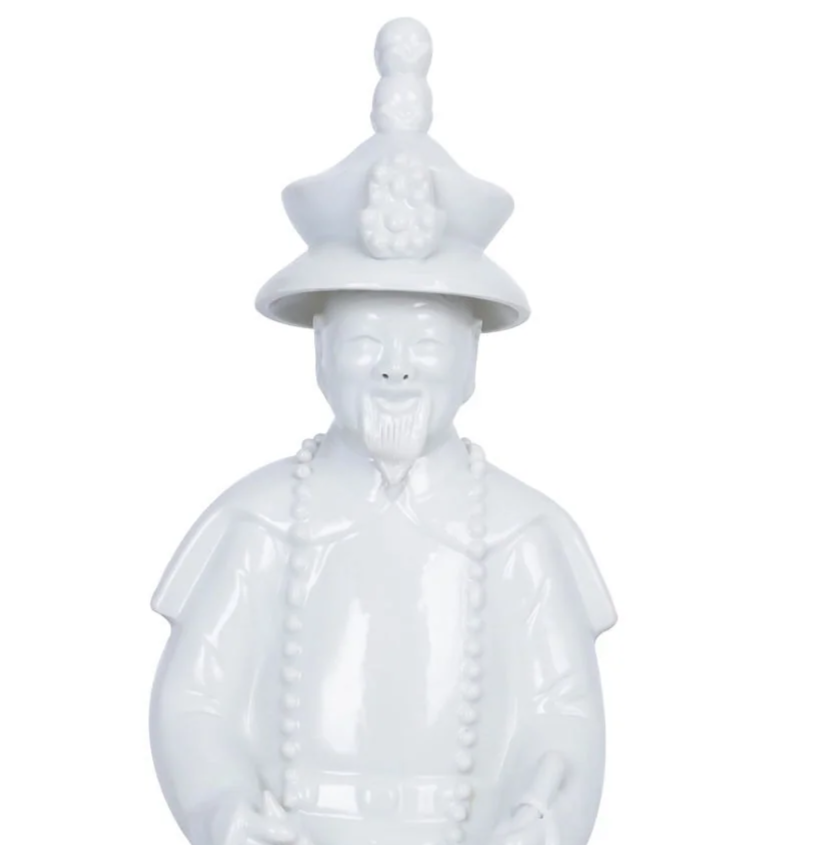 Sitting Qing Emperor Statue, White