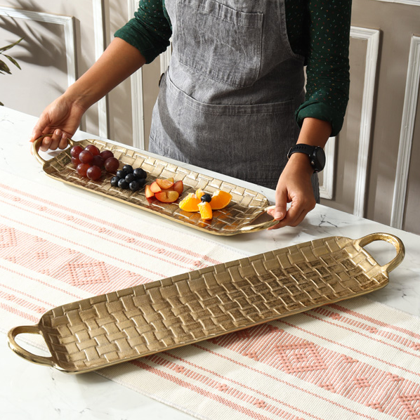 Basket Weave Tray, Gold - 13 Hub Lane   |  