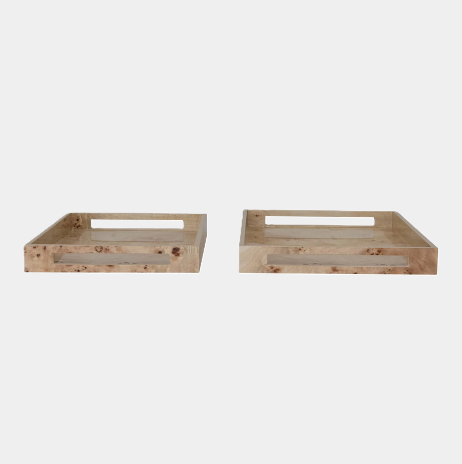 Burl Wood Veneer Tray - 13 Hub Lane   |  Wooden Trays