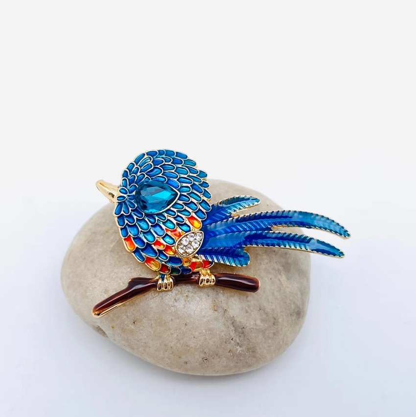 Rhinestone Enamel Little Bird Brooch