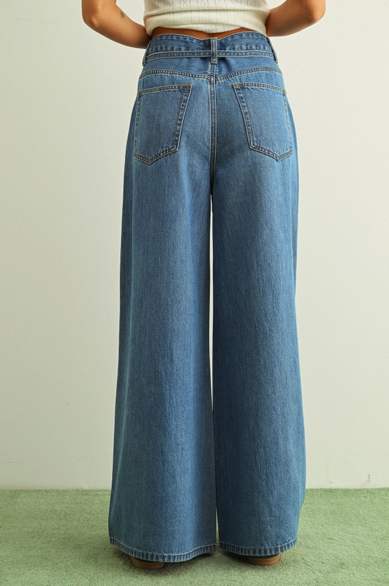 Wide Leg Denim Pants w/ Self Belt - 13 Hub Lane   |  Wide Leg Jeans