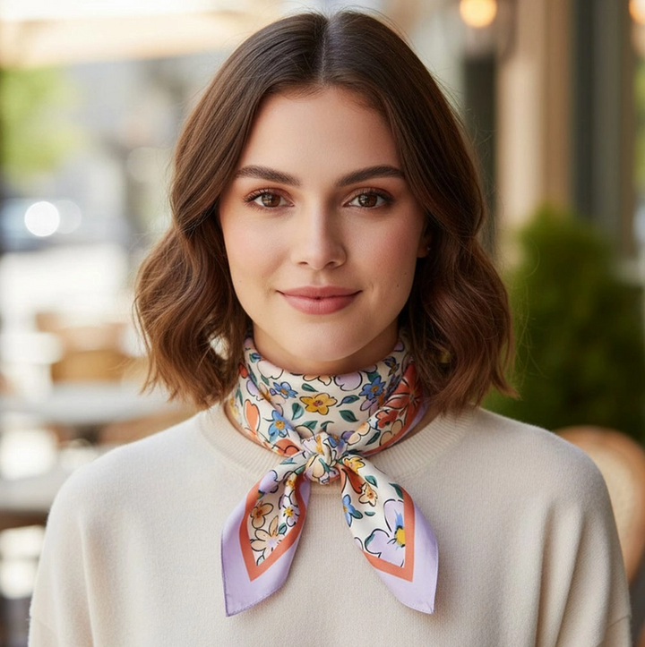 Floral Printed Satin Bandana Scarf