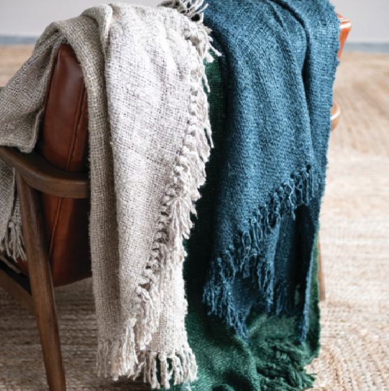 Woven Viscose Throw w/ Fringe