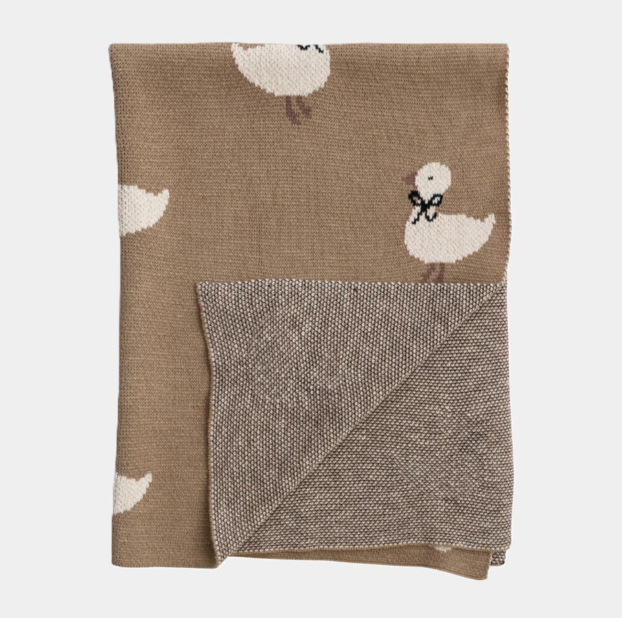 Cotton Knit Baby Blanket w/ Ducklings - 13 Hub Lane   |  Baby Blankets