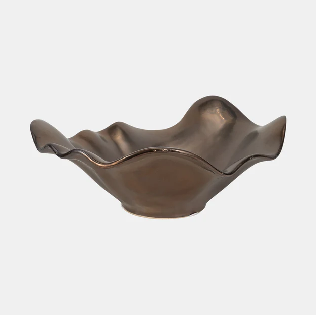 Bronze Metal Ruffled Edge Bowl