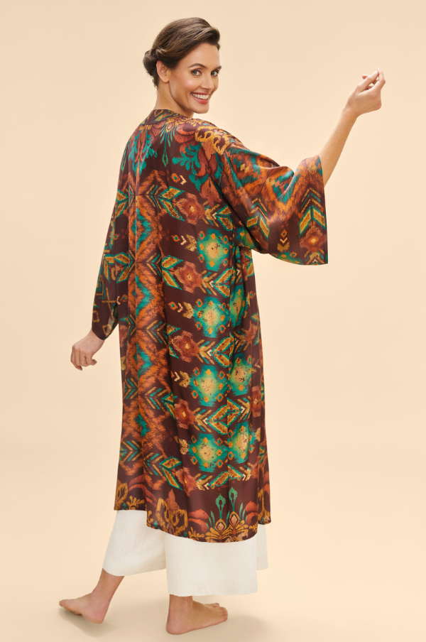 Chocolate Batik Kimono Gown