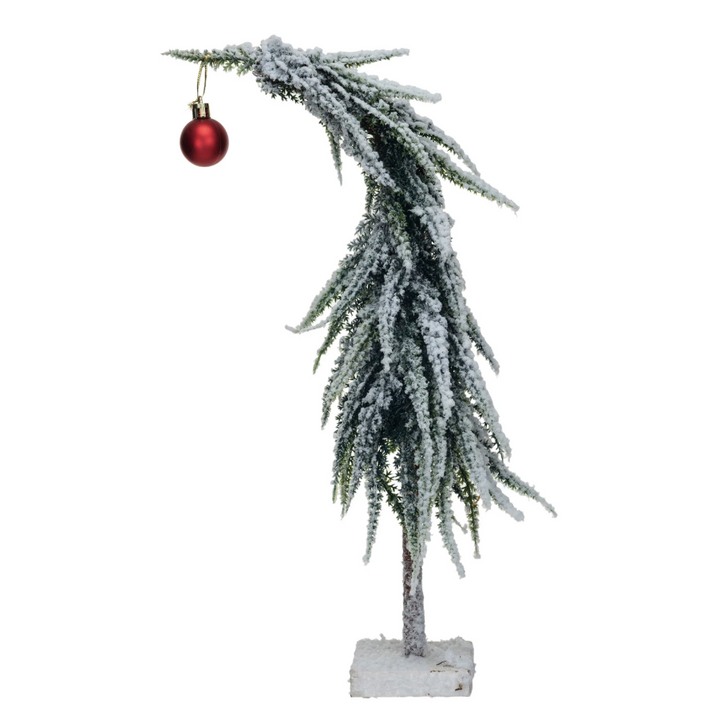 Leaning Evergreen w/ Red Ball Ornament