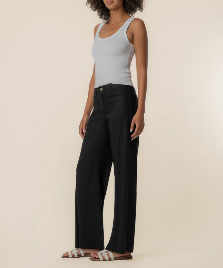 Kut From the Kloth Meg Linen High Rise Wide Leg, Black