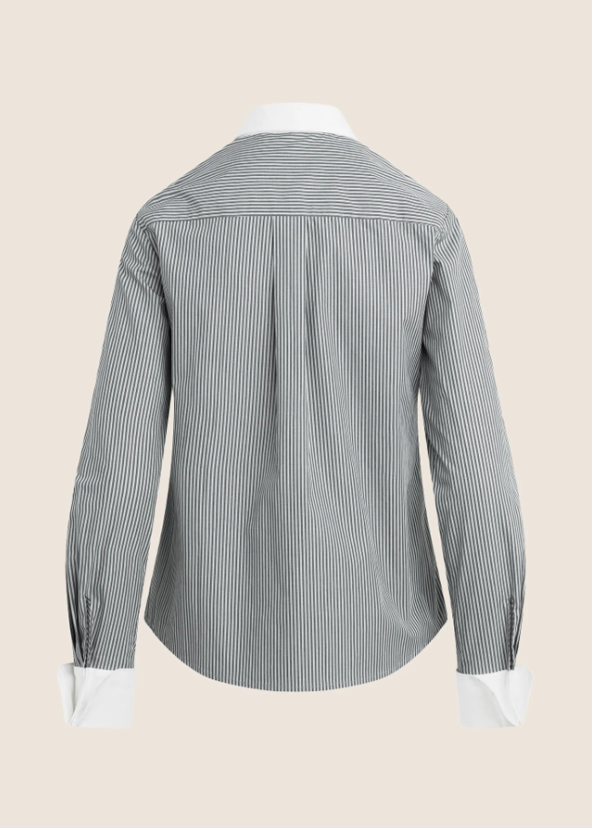 The Cuffed Statement Shirt, Charcoal Stripe