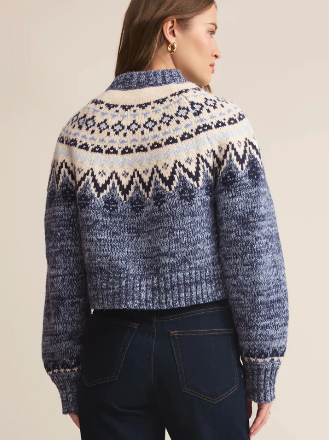 North Sea Fairisle Cardigan, Blue Velvet Heather - 13 Hub Lane   |  Cardigans