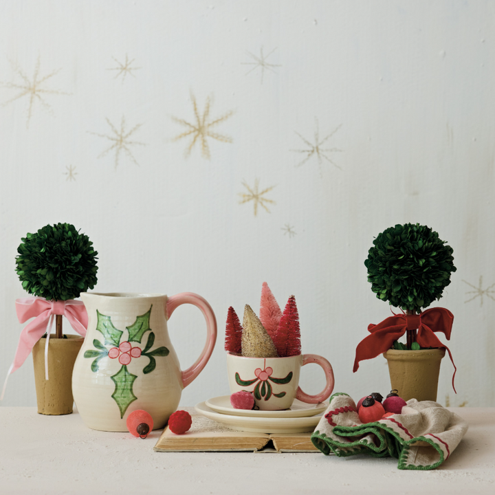 Dried Boxwood Tree in Terra-Cotta Pot w/ Velvet Bow