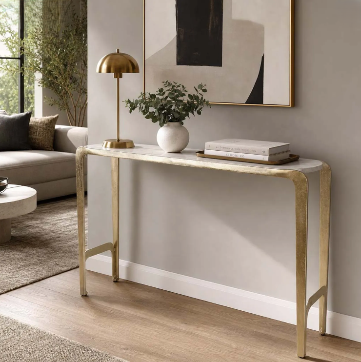 54" Larimore Quartz Top Console Table