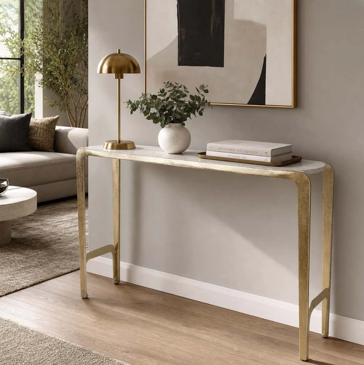 54" Larimore Quartz Top Console Table