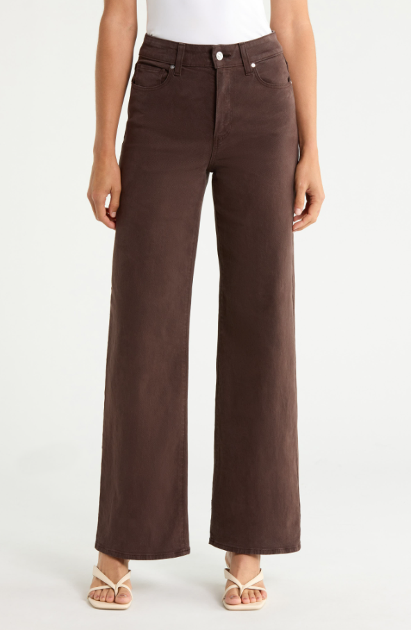 Paige Anessa Wide Leg Jean, Rich Chocolate