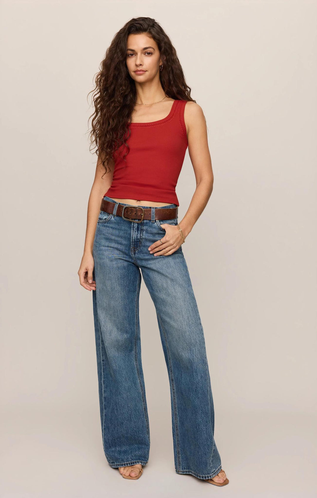 Larkin Whipstitch Tank, Chili Pepper