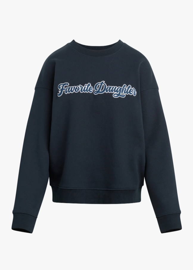 Favorite Daughter Varsity Embroidered Sweatshirt, Navy w/ White