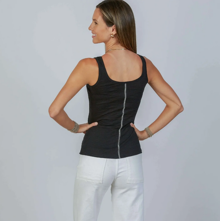 Double Layer Pima Tank, Black