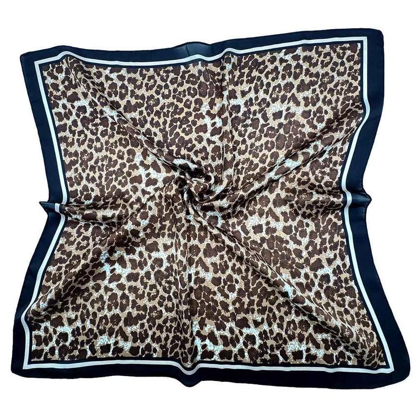Leopard Print Satin Bandana Scarf
