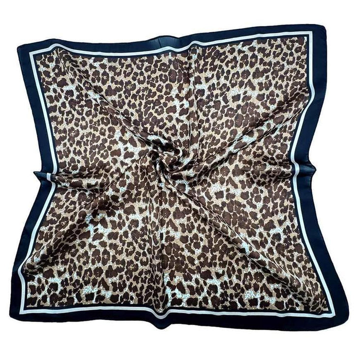 Leopard Print Satin Bandana Scarf