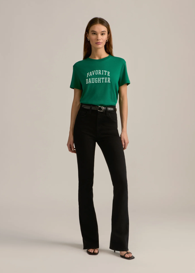 Favorite Daughter Cropped Collegiate Tee, Emerald & White - 13 Hub Lane   |  Cropped Tees
