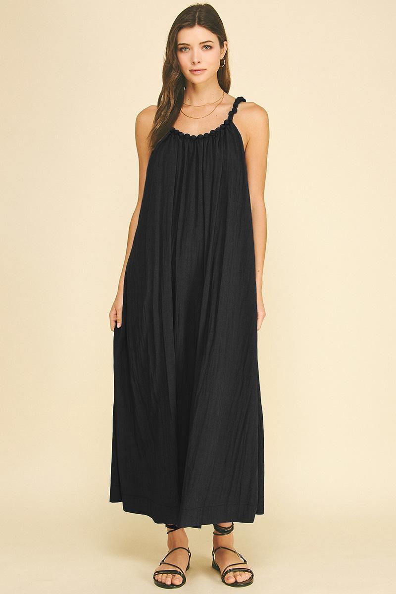 Solid Maxi Dress, Black