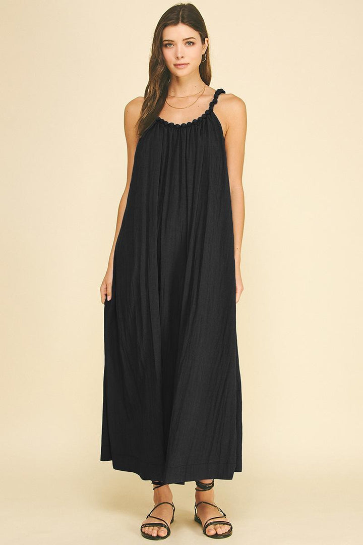 Solid Maxi Dress, Black