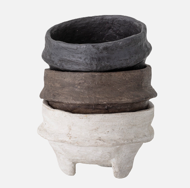 Paper Mache Footed Bowl