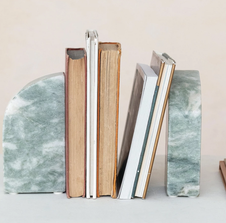 Marble Bookends, Green Melange