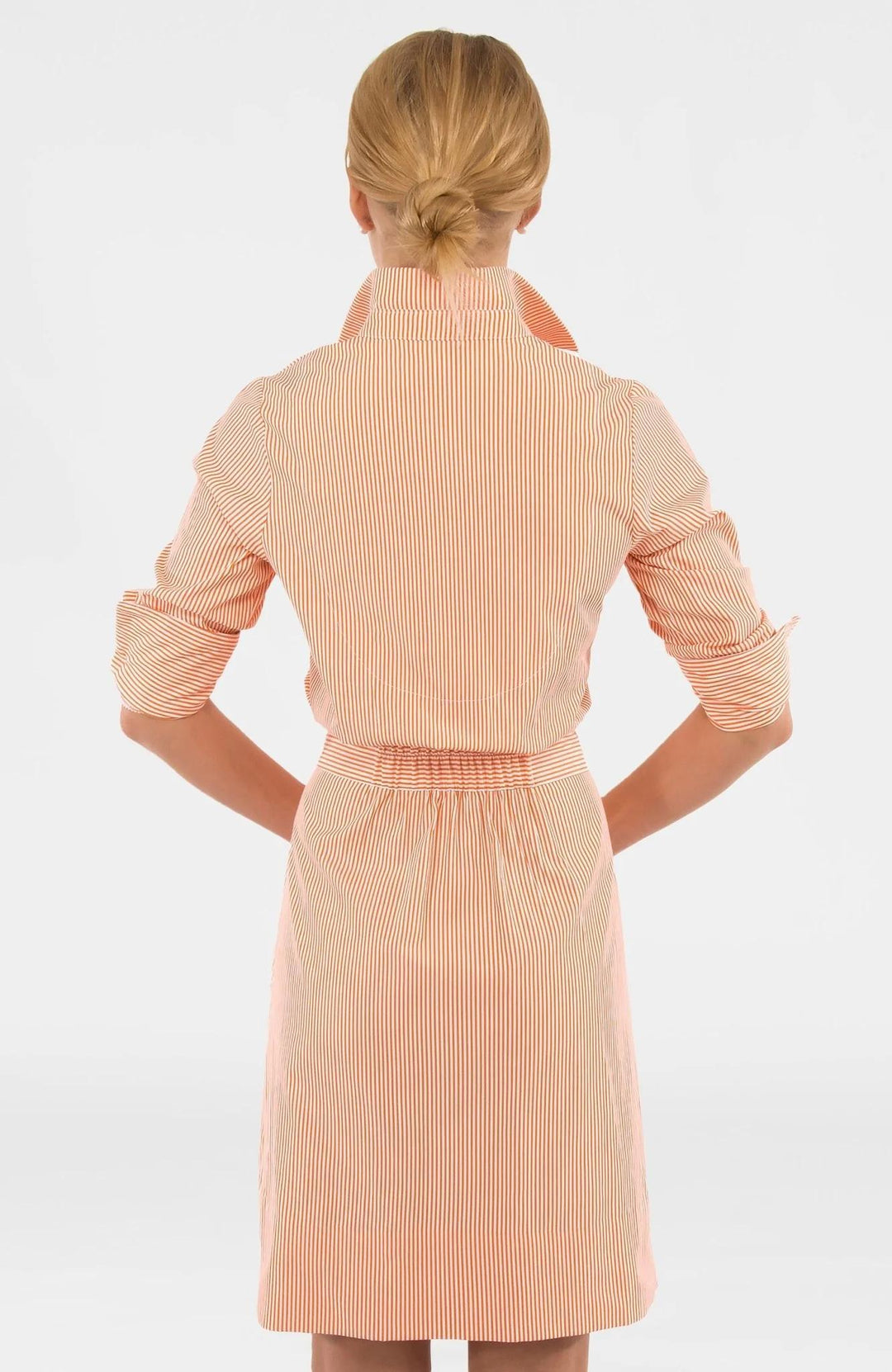 Wash & Wear Breezy Blouson Dress, Coral Stripe