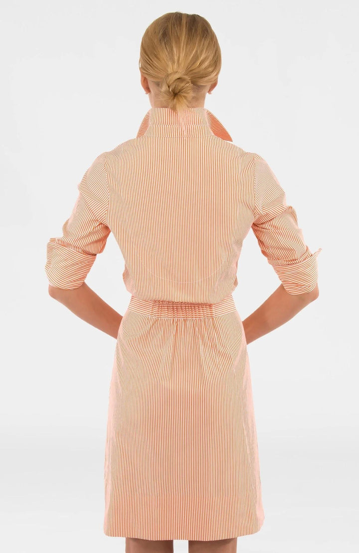 Wash & Wear Breezy Blouson Dress, Coral Stripe