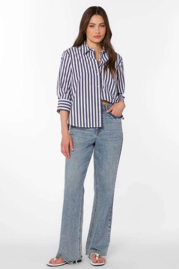 Valencia Striped Shirt, Indigo Blue - 13 Hub Lane   |  