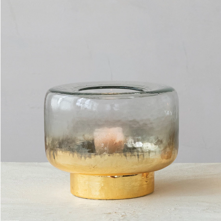Mercury Glass Hurricane, Gold - 13 Hub Lane   |  Glass Candle Holders