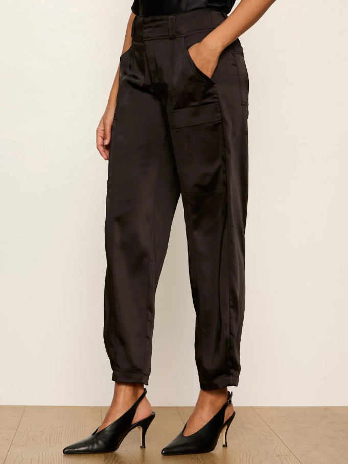 Sphere Satin Pants, Black