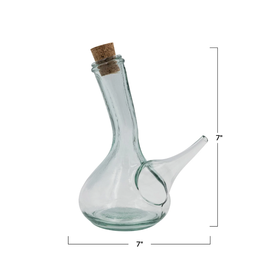 Recycled Glass Porron Wine Pitcher w/ Cork - 13 Hub Lane   |  