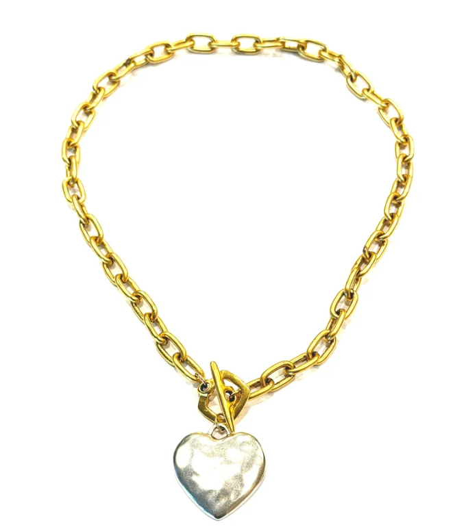 CV Designs Silver Chunky Heart Necklace