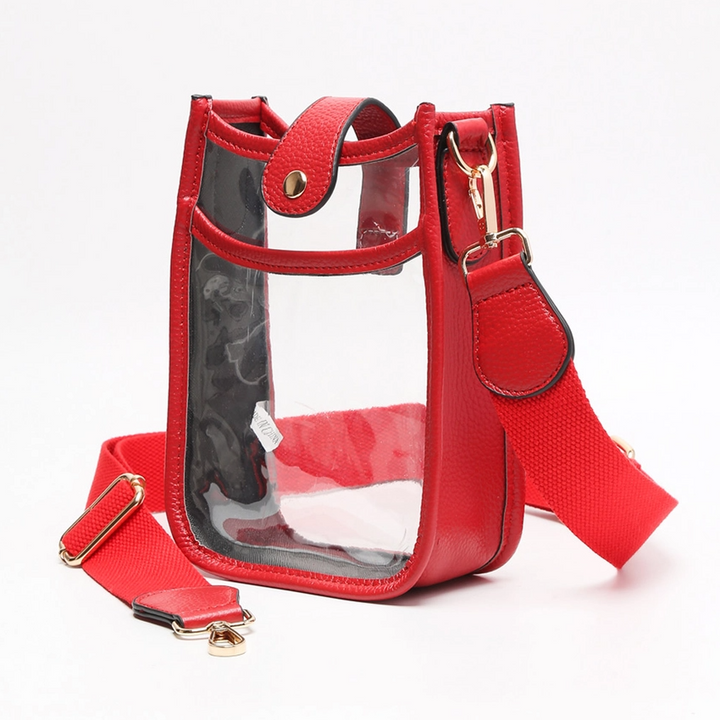 Transparent Crossbody Bag, Red - 13 Hub Lane   |  Clear Crossbodies