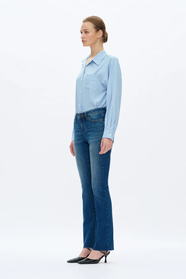 Low Rise Bootcut Jeans, Dark Blue - 13 Hub Lane   |  Bootcut Jeans